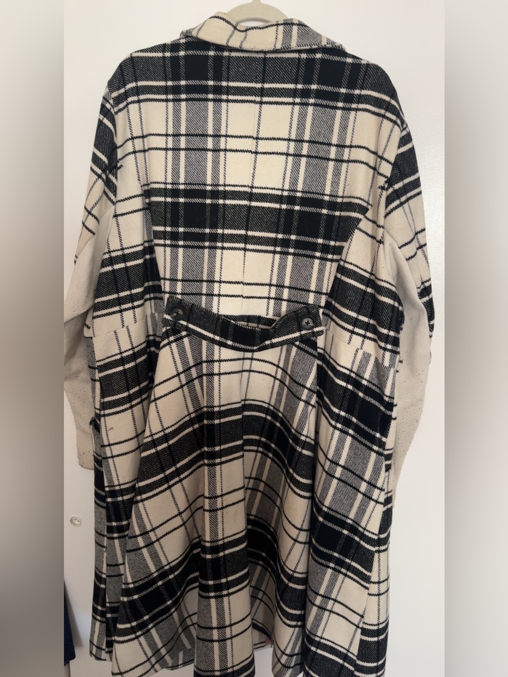 Torrid Black & Cream Plaid Double-Breasted Pea Coat - Picture 5 of 5
